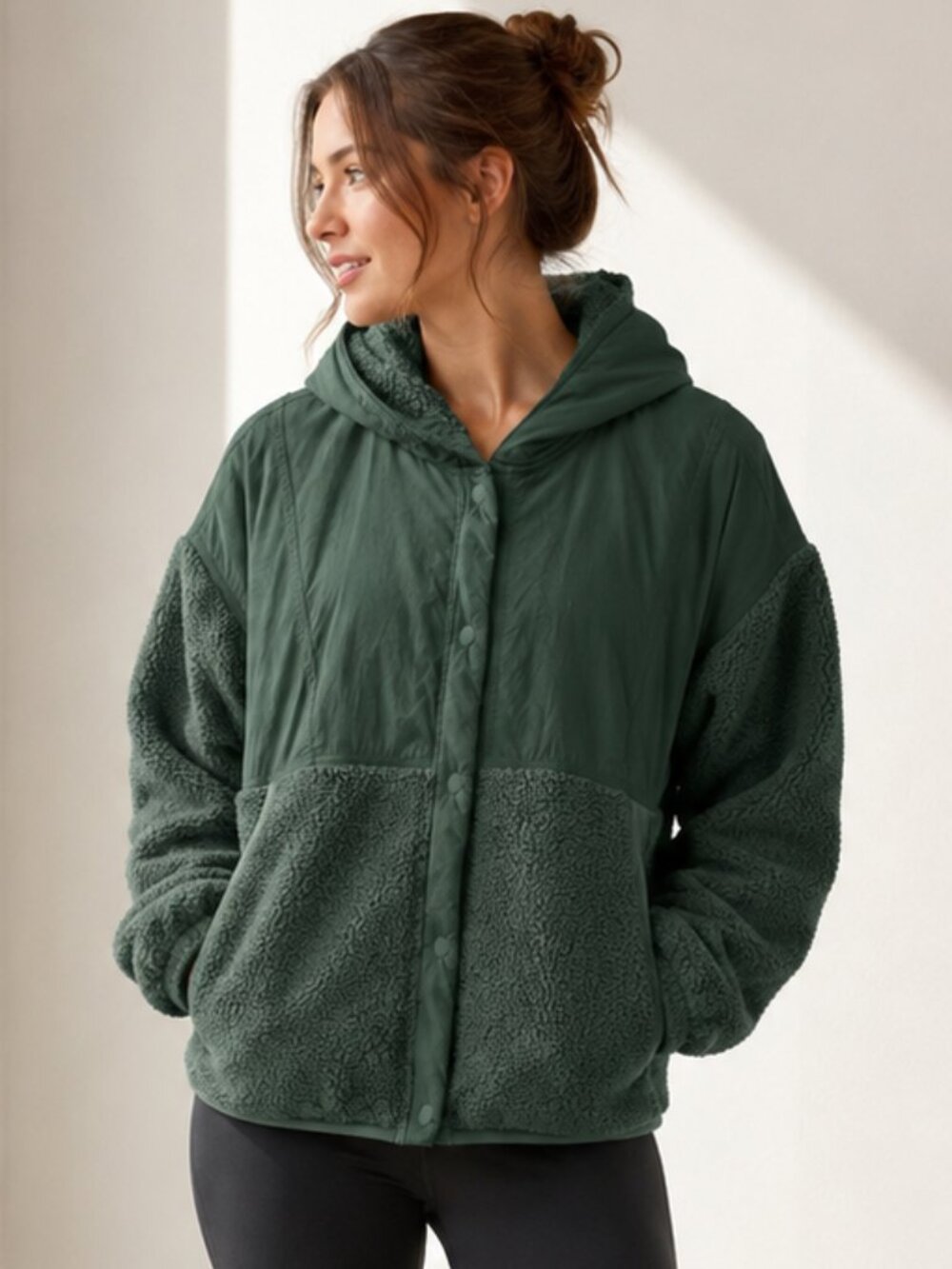 OFFLINE by Aerie Fluff Love Sherpa Jacket Mystical Green S